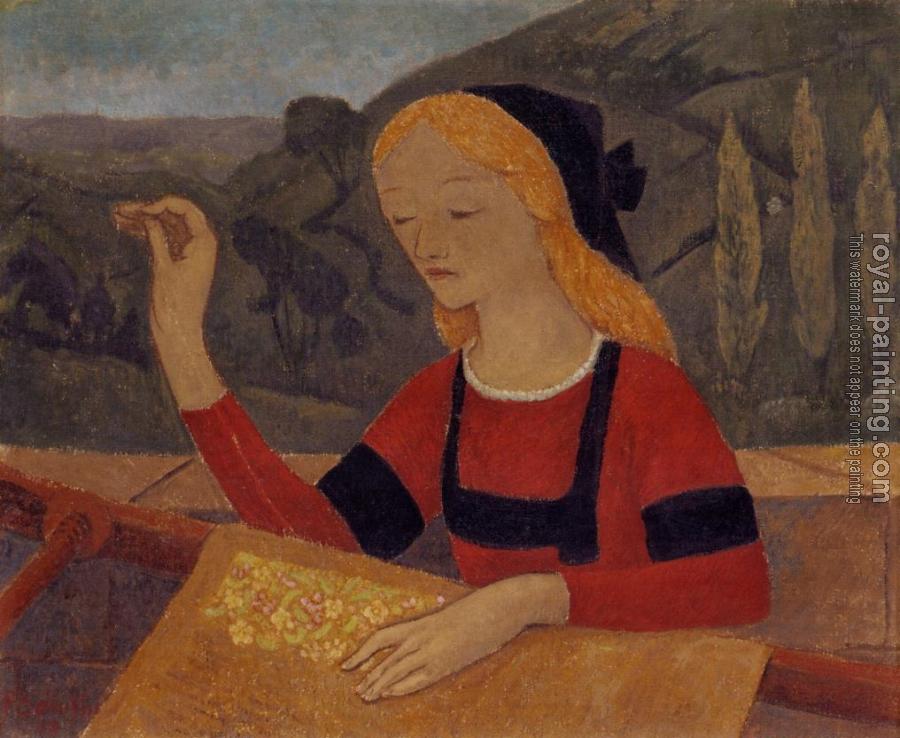 Paul Serusier : Embroiderer in a Landscape of Chateauneuf